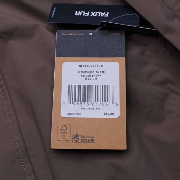 The North Face Mens Mcmurdo Bomber 600-Down Insulated Winter Jacket Falcon Brown - Picture 16 of 16